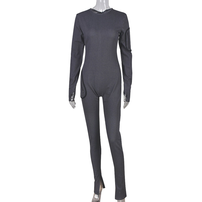 Tight Denim Jumpsuit For Women